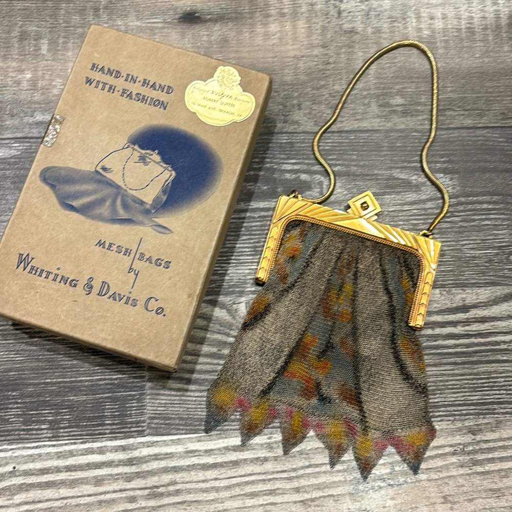 Vintage Whiting & David mesh bag & original box
